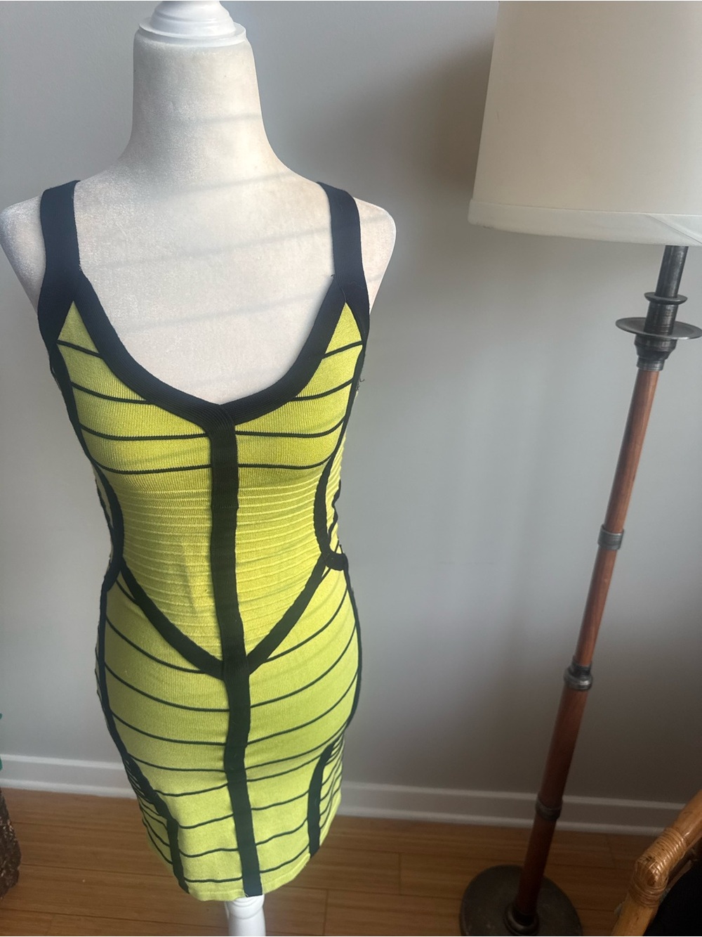 WOW Couture Color Block Bandage Mini Dress (Navy & Lime) Size Medium VTG Y2K
